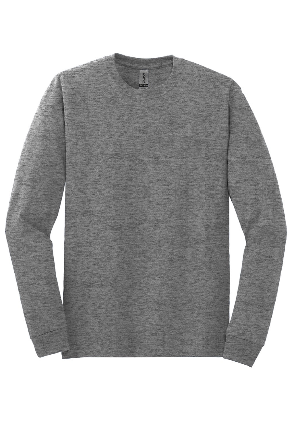 Gildan 5400 Mens Long Sleeve Crewneck T-Shirt Heather Graphite Grey Flat Front