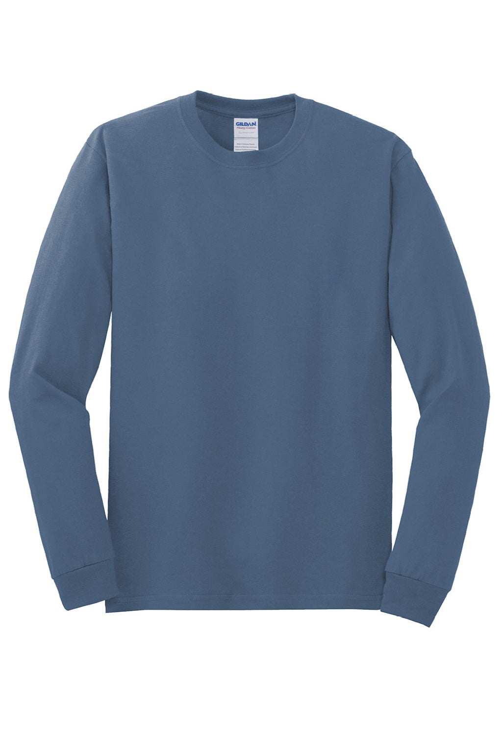 Gildan 5400 Mens Long Sleeve Crewneck T-Shirt Indigo Blue Flat Front