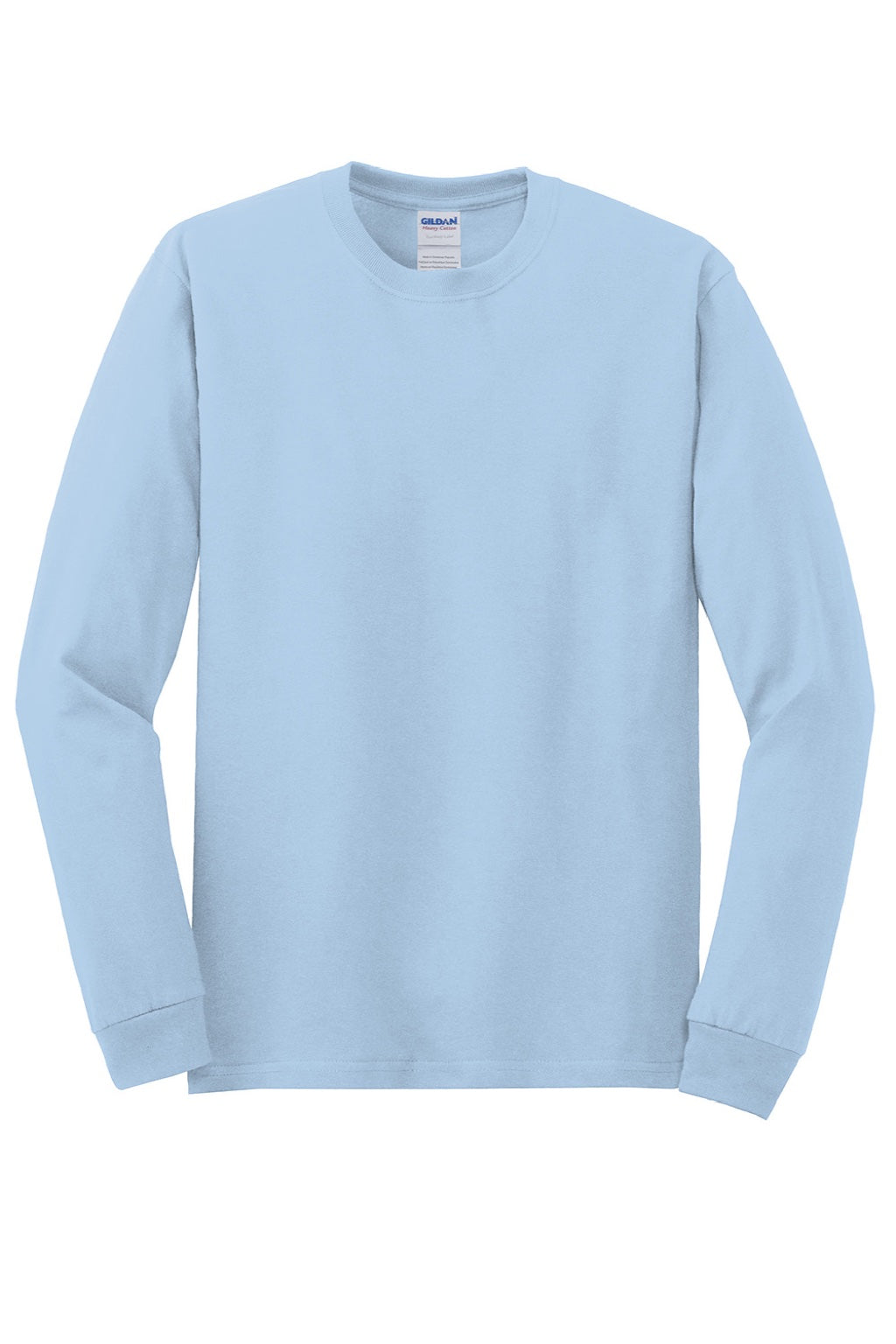 Gildan 5400 Mens Long Sleeve Crewneck T-Shirt Light Blue Flat Front