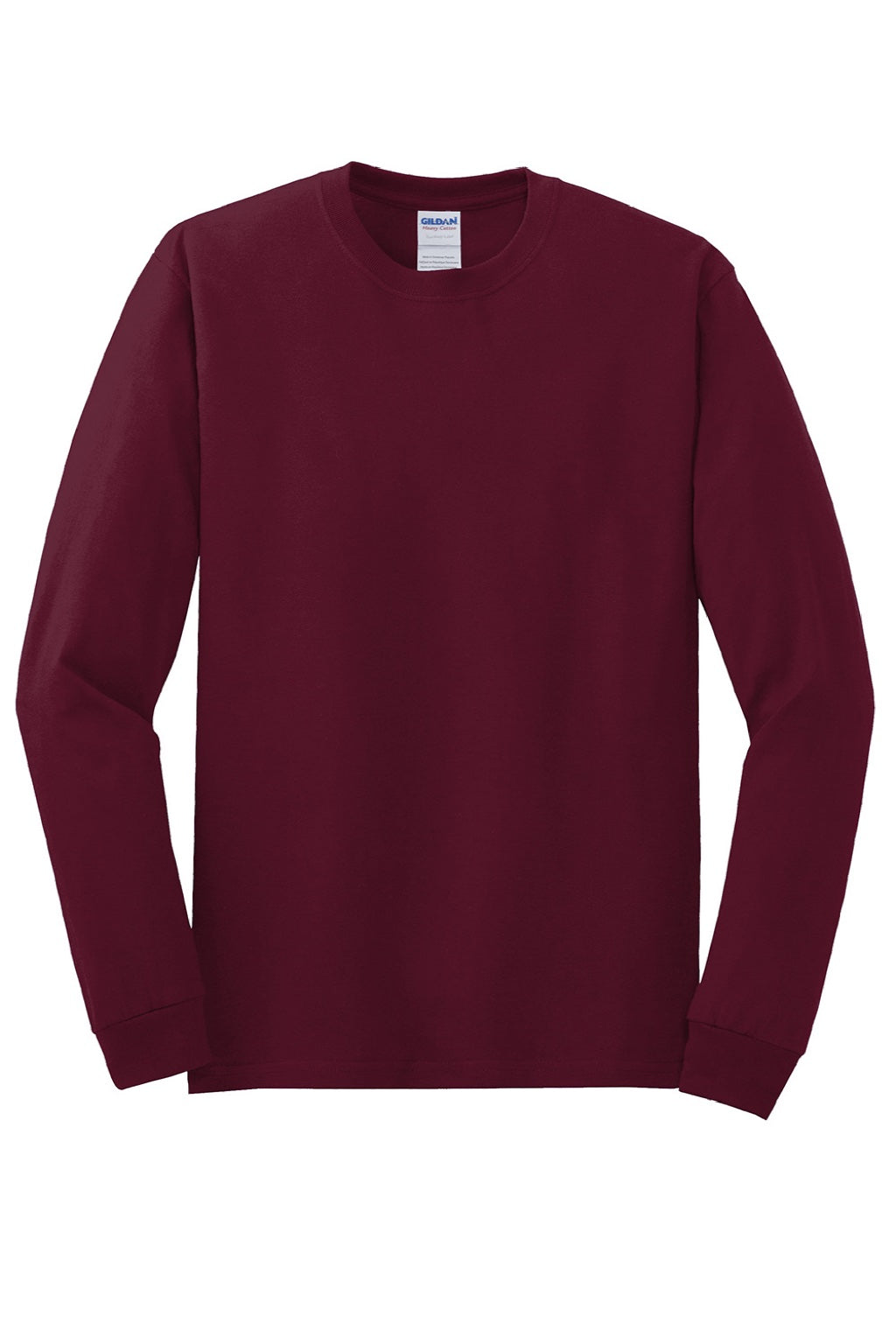 Gildan 5400 Mens Long Sleeve Crewneck T-Shirt Maroon Flat Front