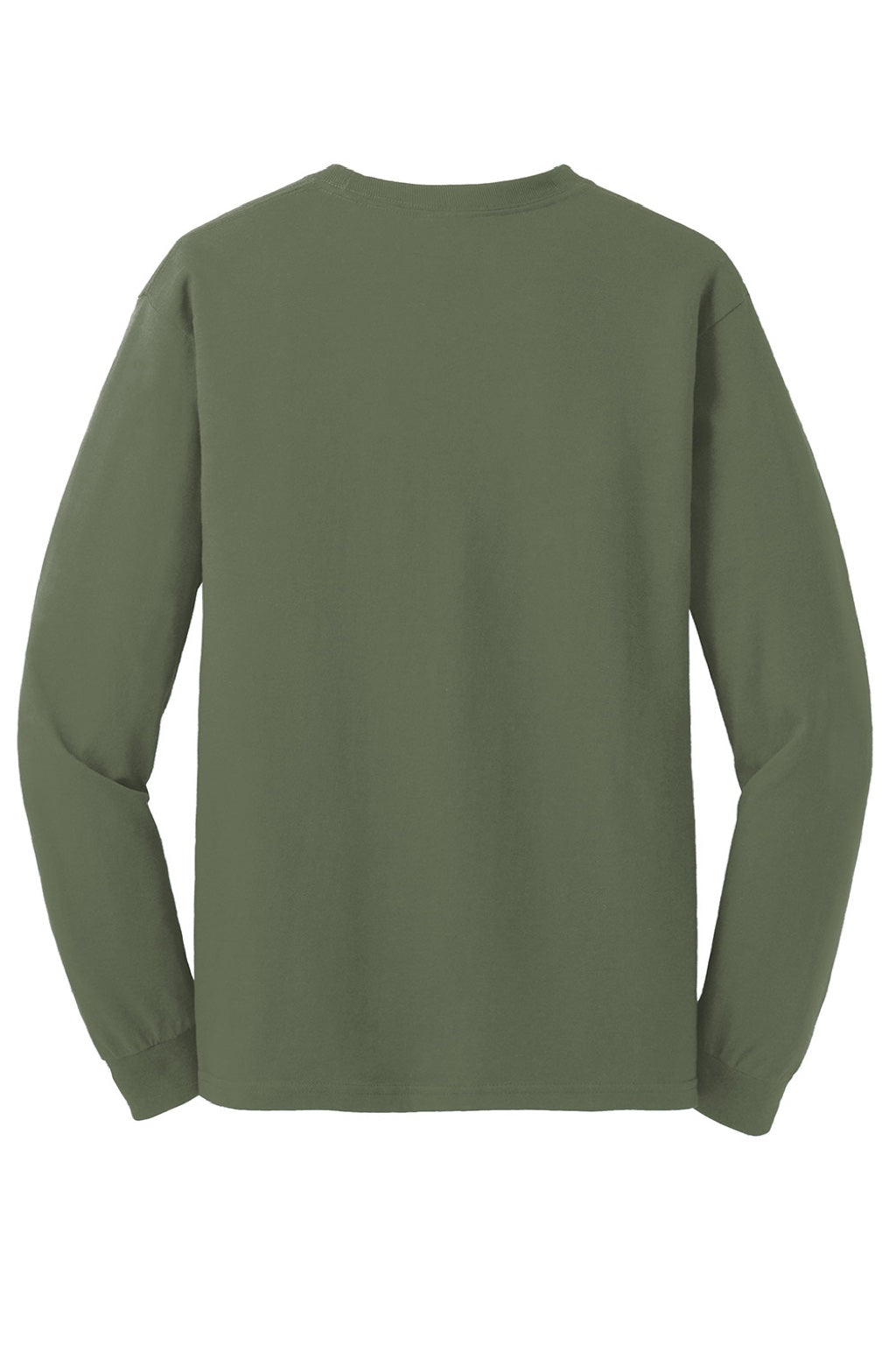 Gildan 5400 Mens Long Sleeve Crewneck T-Shirt Military Green Flat Back