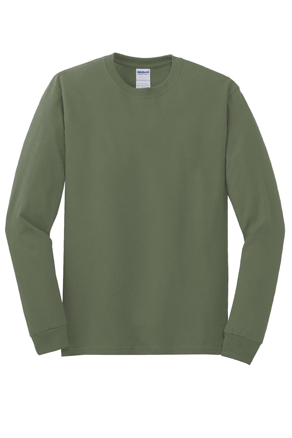 Gildan 5400 Mens Long Sleeve Crewneck T-Shirt Military Green Flat Front