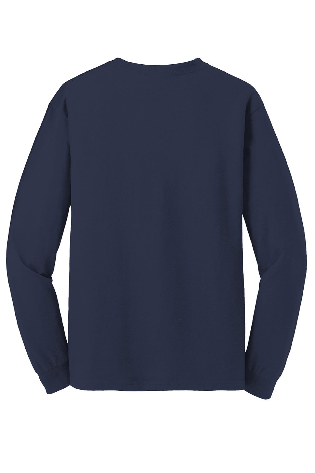 Gildan 5400 Mens Long Sleeve Crewneck T-Shirt Navy Blue Flat Back