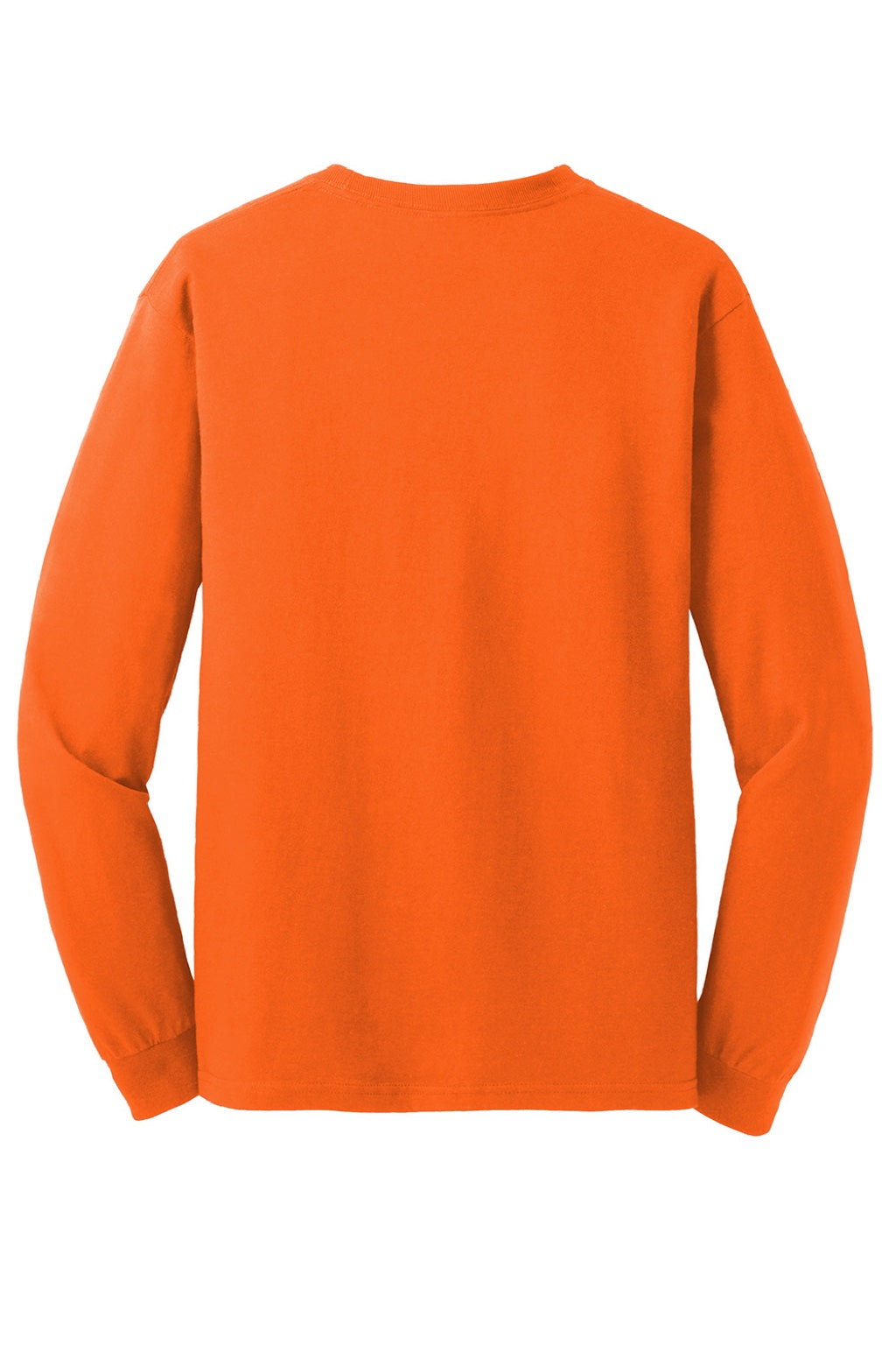 Gildan 5400 Mens Long Sleeve Crewneck T-Shirt Safety Orange Flat Back