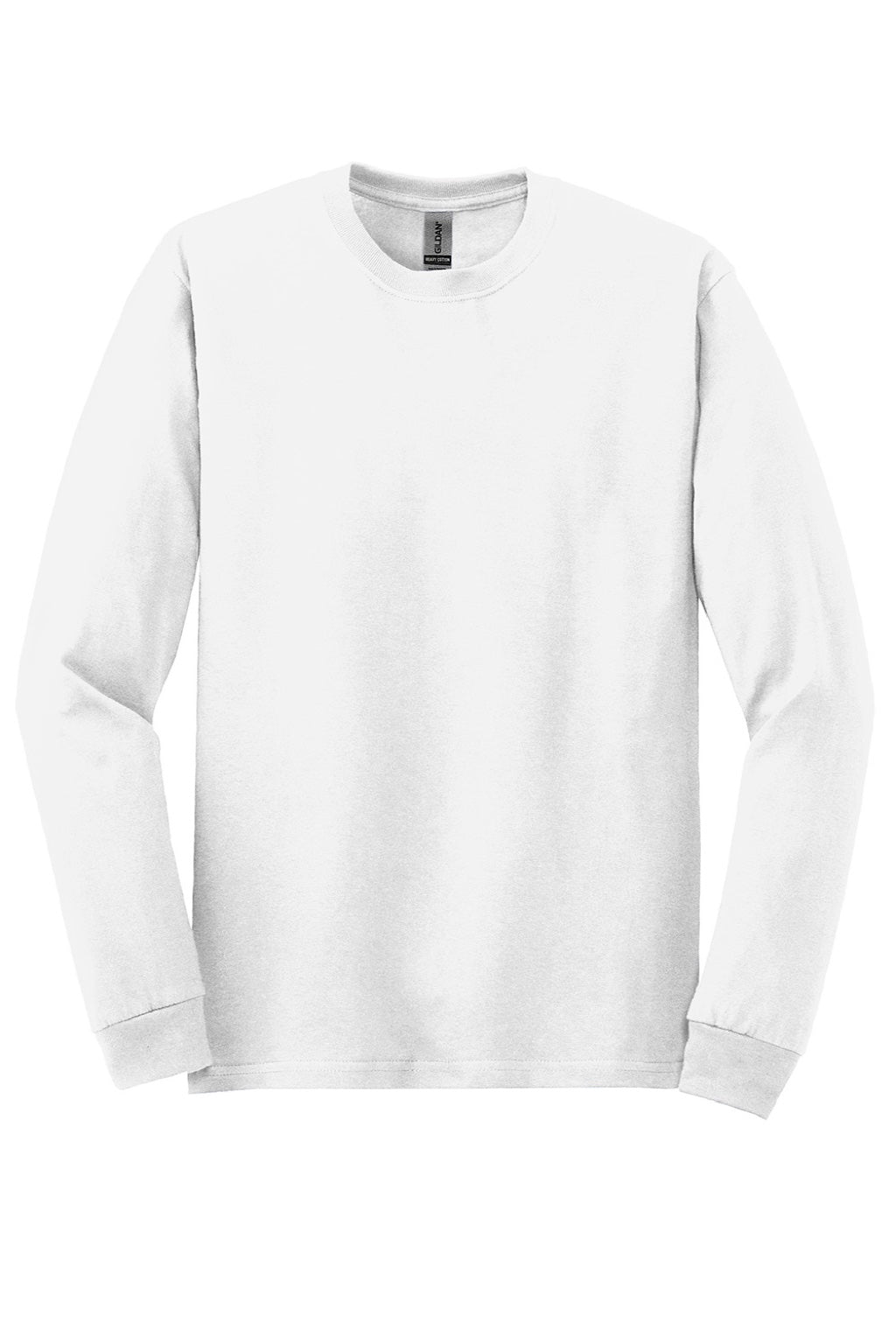 Gildan 5400 Mens Long Sleeve Crewneck T-Shirt White Flat Front
