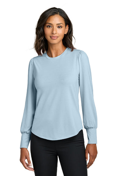 Mercer+Mettle MM1019 Womens Moisture Wicking Stretch Jersey Long Sleeve Blouson Top Celestial Blue Model Front