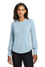 Mercer+Mettle MM1019 Womens Moisture Wicking Stretch Jersey Long Sleeve Blouson Top Celestial Blue Model Front