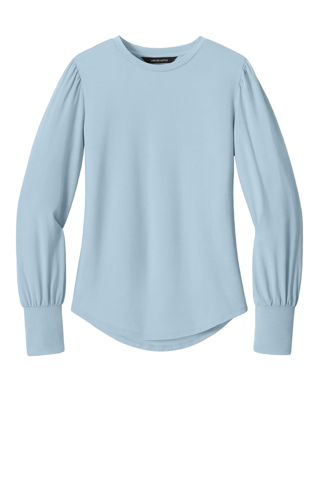 Mercer+Mettle MM1019 Womens Moisture Wicking Stretch Jersey Long Sleeve Blouson Top Celestial Blue Flat Front