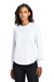 Mercer+Mettle MM1019 Womens Moisture Wicking Stretch Jersey Long Sleeve Blouson Top White Model Front