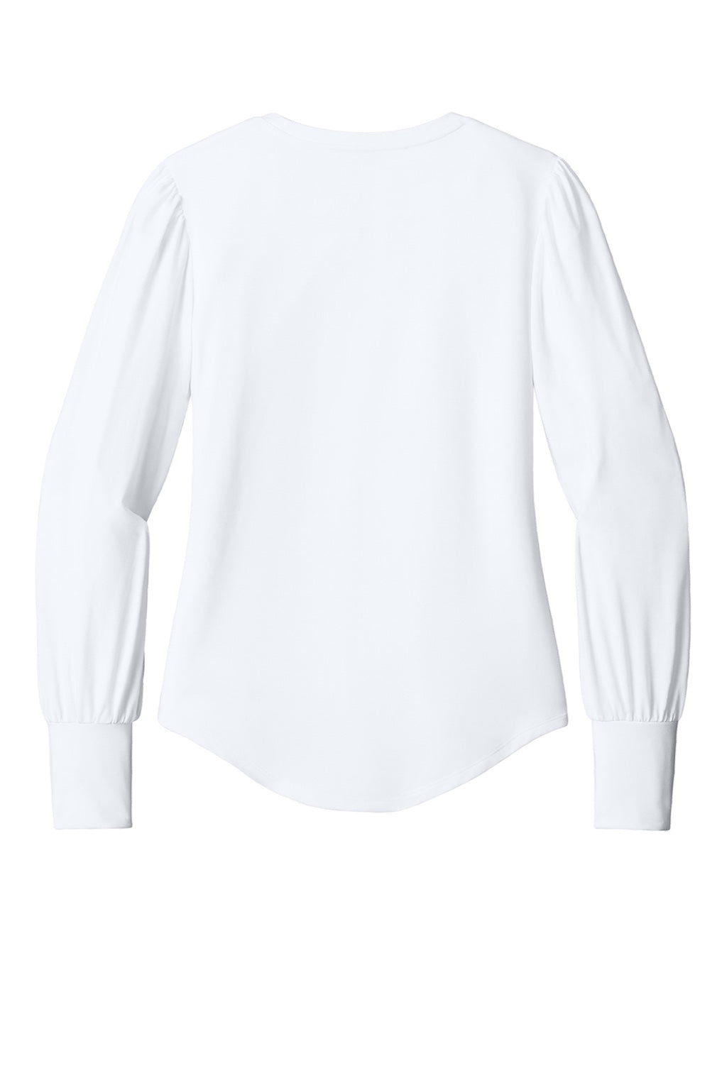Mercer+Mettle MM1019 Womens Moisture Wicking Stretch Jersey Long Sleeve Blouson Top White Flat Back
