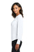 Mercer+Mettle MM1019 Womens Moisture Wicking Stretch Jersey Long Sleeve Blouson Top White Model Side