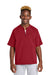 Sport-Tek YJST489 Youth Repeat Moisture Wicking 1/4 Zip Short Sleeve Jacket Deep Red Model Front