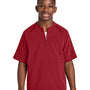 Sport-Tek Youth Repeat Moisture Wicking 1/4 Zip Short Sleeve Jacket - Deep Red