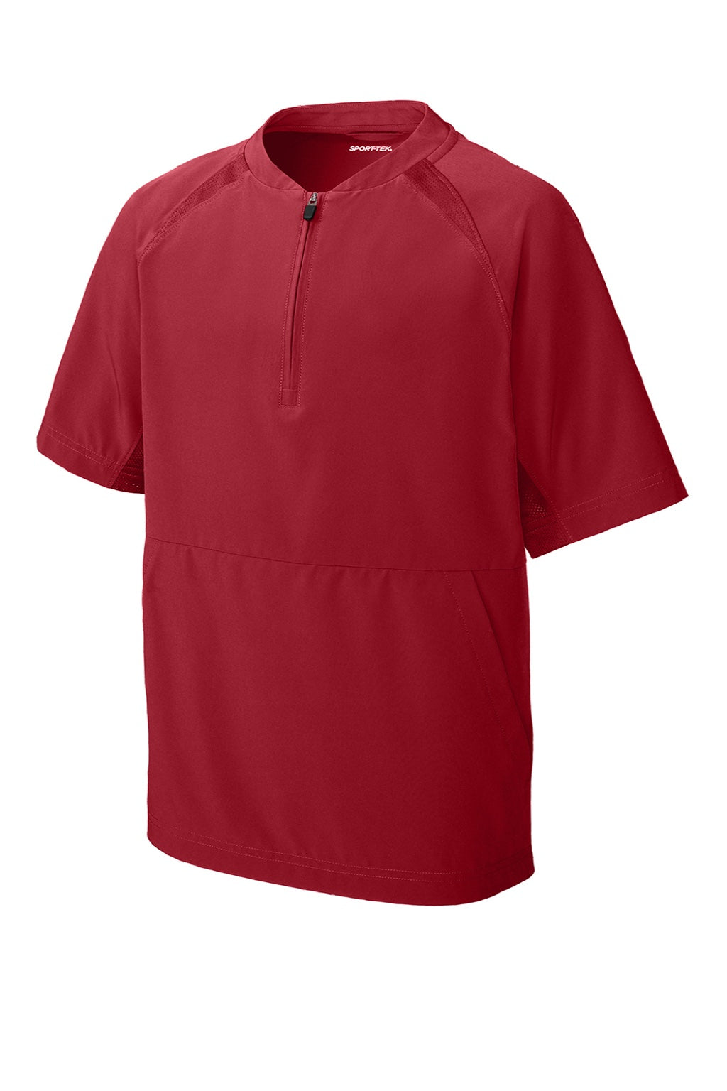 Sport-Tek YJST489 Youth Repeat Moisture Wicking 1/4 Zip Short Sleeve Jacket Deep Red Flat Front
