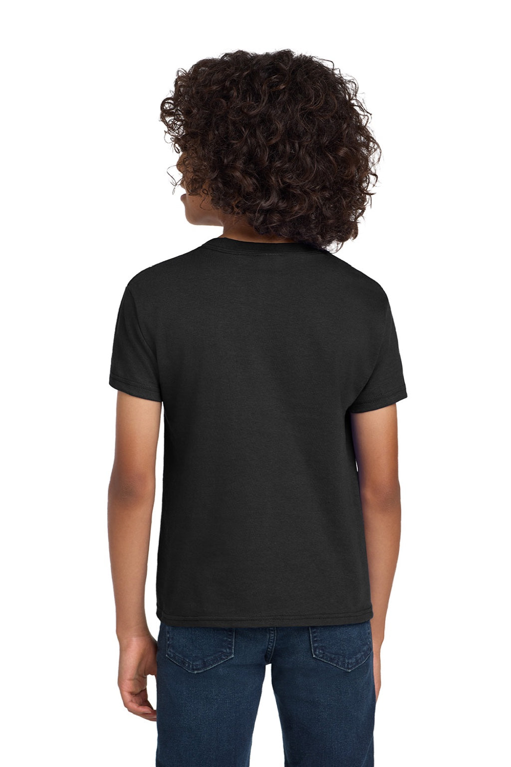Hanes 5450 Youth Authentic Short Sleeve Crewneck T-Shirt Black Model Back