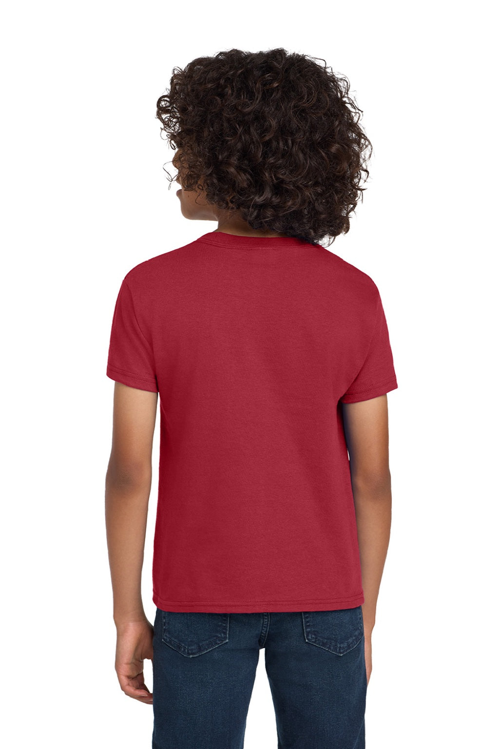 Hanes 5450 Youth Authentic Short Sleeve Crewneck T-Shirt Deep Red Model Back