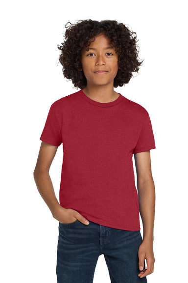 Hanes 5450 Youth Authentic Short Sleeve Crewneck T-Shirt Deep Red Model Front