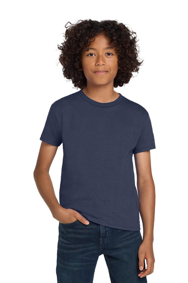 Hanes 5450 Youth Authentic Short Sleeve Crewneck T-Shirt Navy Blue Model Front