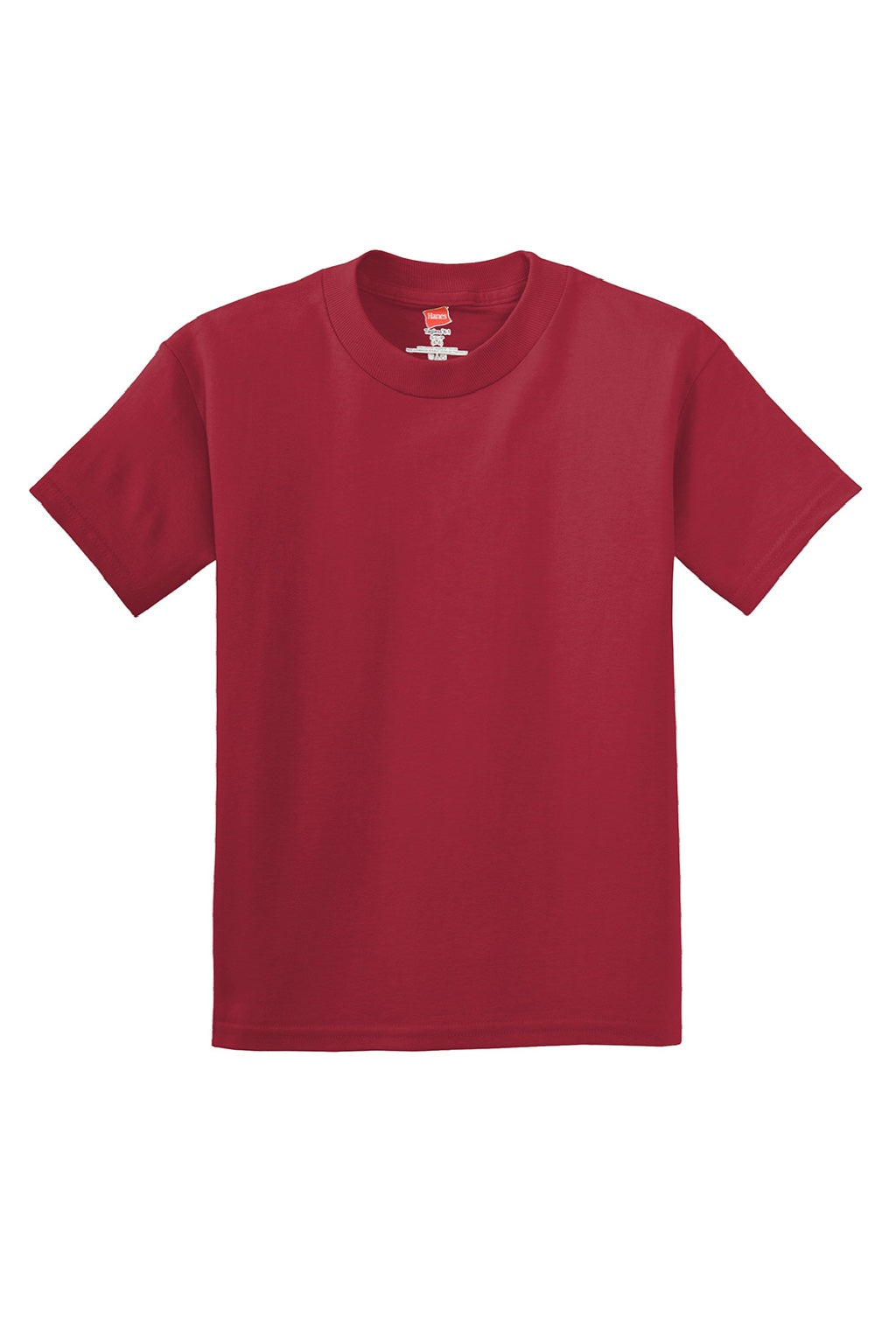 Hanes 5450 Youth Authentic Short Sleeve Crewneck T-Shirt Deep Red Flat Front