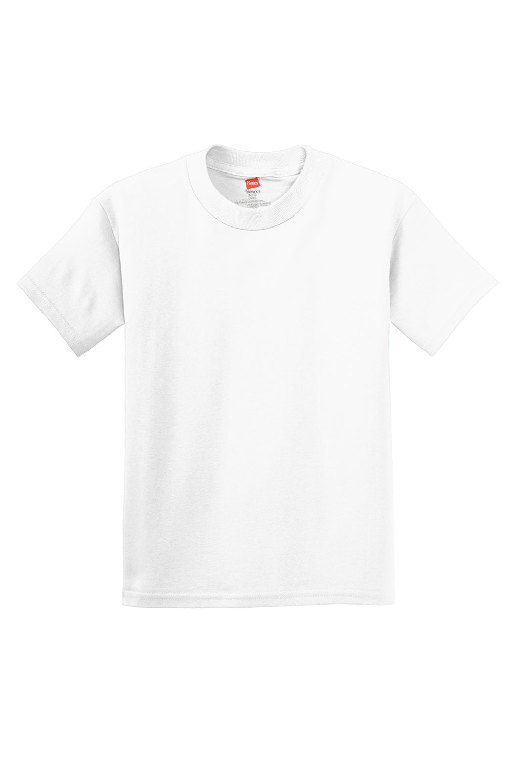 Hanes 5450 Youth Authentic Short Sleeve Crewneck T-Shirt White Flat Front