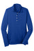 Nike 545322 Womens Stretch Tech Dri-Fit Moisture Wicking Long Sleeve Polo Shirt Sapphire Blue Flat Front
