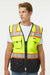 Kishigo S5002-5003 Unisex Premium Black Series Surveyors Vest Lime Green Model Front