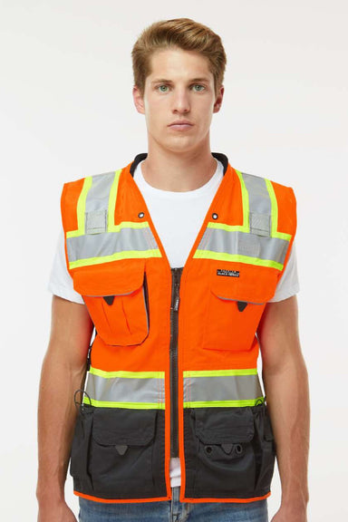 Kishigo S5002-5003 Unisex Premium Black Series Surveyors Vest Orange Model Front