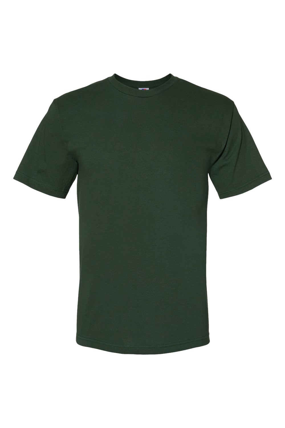 Bayside BA5040 Mens USA Made Short Sleeve Crewneck T-Shirt Hunter Green Flat Front