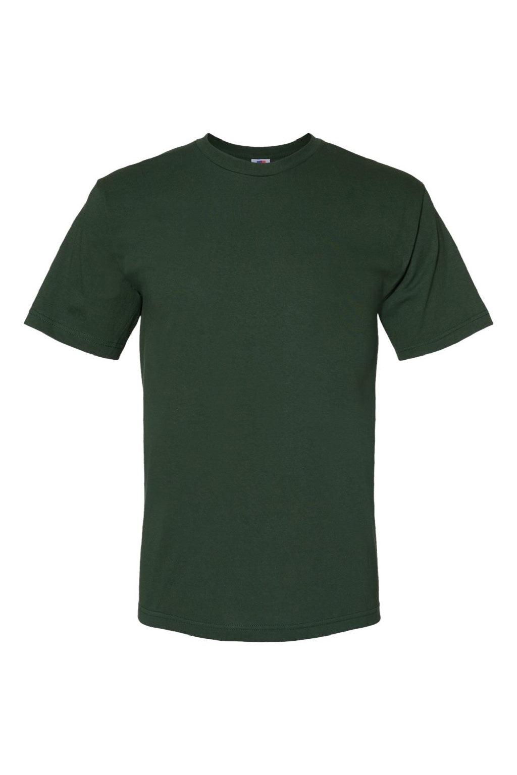 Bayside 5040 Mens USA Made Short Sleeve Crewneck T-Shirt Hunter Green Flat Front