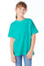Hanes 5480 Youth Essential-T Short Sleeve Crewneck T-Shirt Athletic Teal Green Model Front