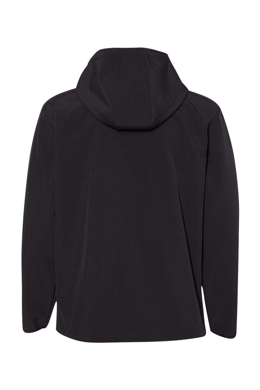 Independent Trading Company EXP35SSZ Mens Poly Tech Full Zip Waterproof Soft Shell Hooded Jacket Black Flat Back