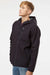 Independent Trading Company EXP35SSZ Mens Poly Tech Full Zip Waterproof Soft Shell Hooded Jacket Black Model Side