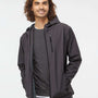 Independent Trading Co. Mens Poly Tech Full Zip Waterproof Soft Shell Hooded Jacket - Graphite Grey - NEW