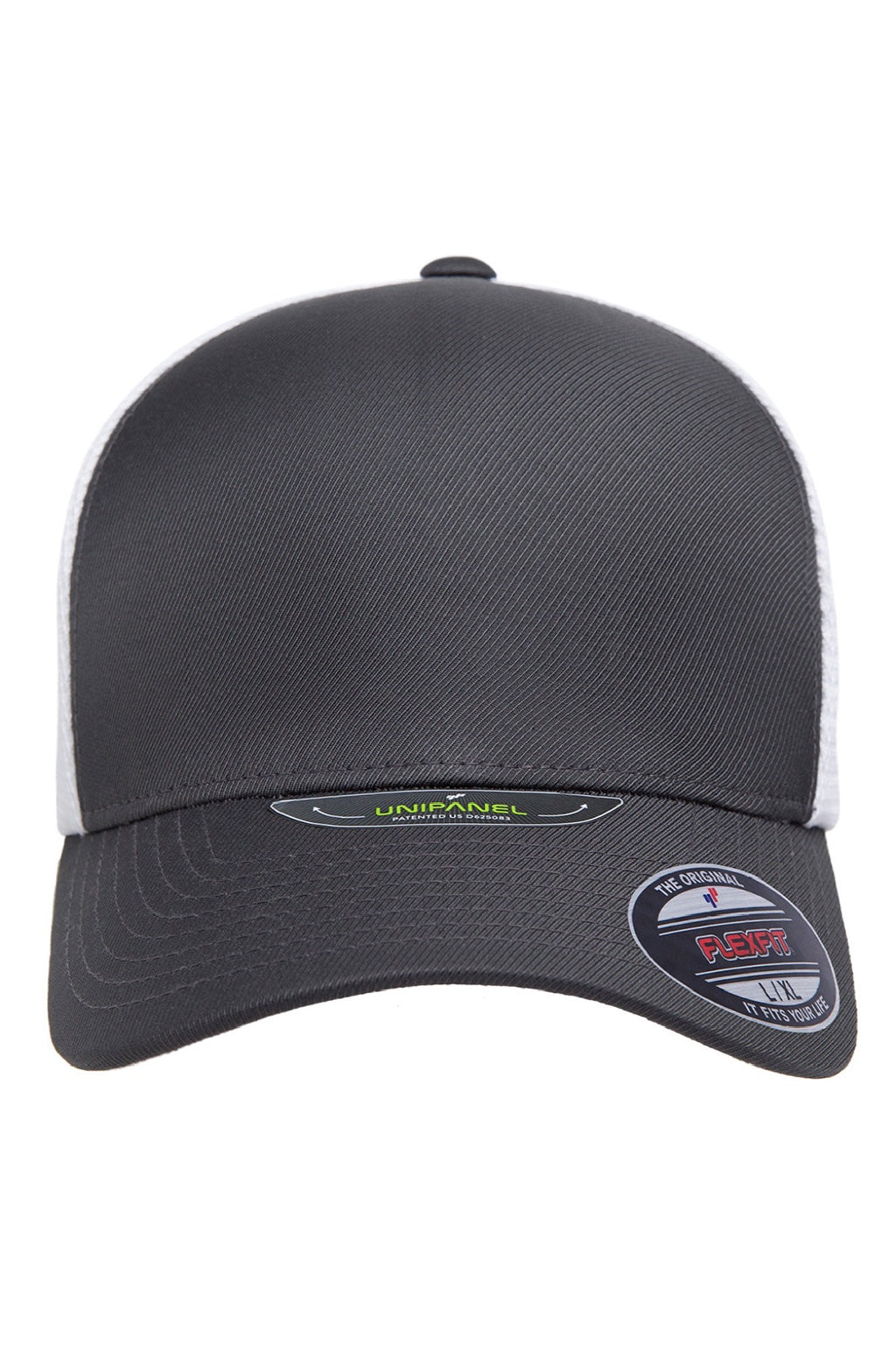Flexfit Hats 5511UP Mens UniPanel Stretch Fit Hat Charcoal Grey/White Flat Front