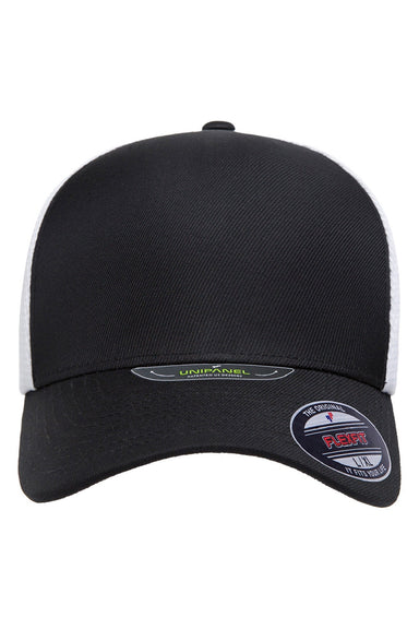 Flexfit Hats 5511UP Mens UniPanel Stretch Fit Hat Black/White Flat Front