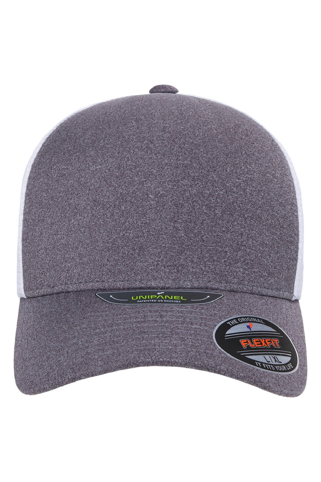 Flexfit Hats 5511UP Mens UniPanel Stretch Fit Hat Heather Grey Melange/White Flat Front