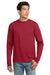 Hanes 5586 Mens Authentic Long Sleeve Crewneck T-Shirt Deep Red Model Front