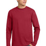 Hanes Mens Authentic Long Sleeve Crewneck T-Shirt - Deep Red