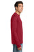 Hanes 5586 Mens Authentic Long Sleeve Crewneck T-Shirt Deep Red Model Side