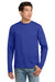 Hanes 5586 Mens Authentic Long Sleeve Crewneck T-Shirt Deep Royal Blue Model Front