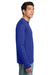 Hanes 5586 Mens Authentic Long Sleeve Crewneck T-Shirt Deep Royal Blue Model Side