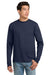 Hanes 5586 Mens Authentic Long Sleeve Crewneck T-Shirt Navy Blue Model Front