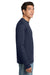 Hanes 5586 Mens Authentic Long Sleeve Crewneck T-Shirt Navy Blue Model Side