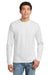 Hanes 5586 Mens Authentic Long Sleeve Crewneck T-Shirt White Model Front