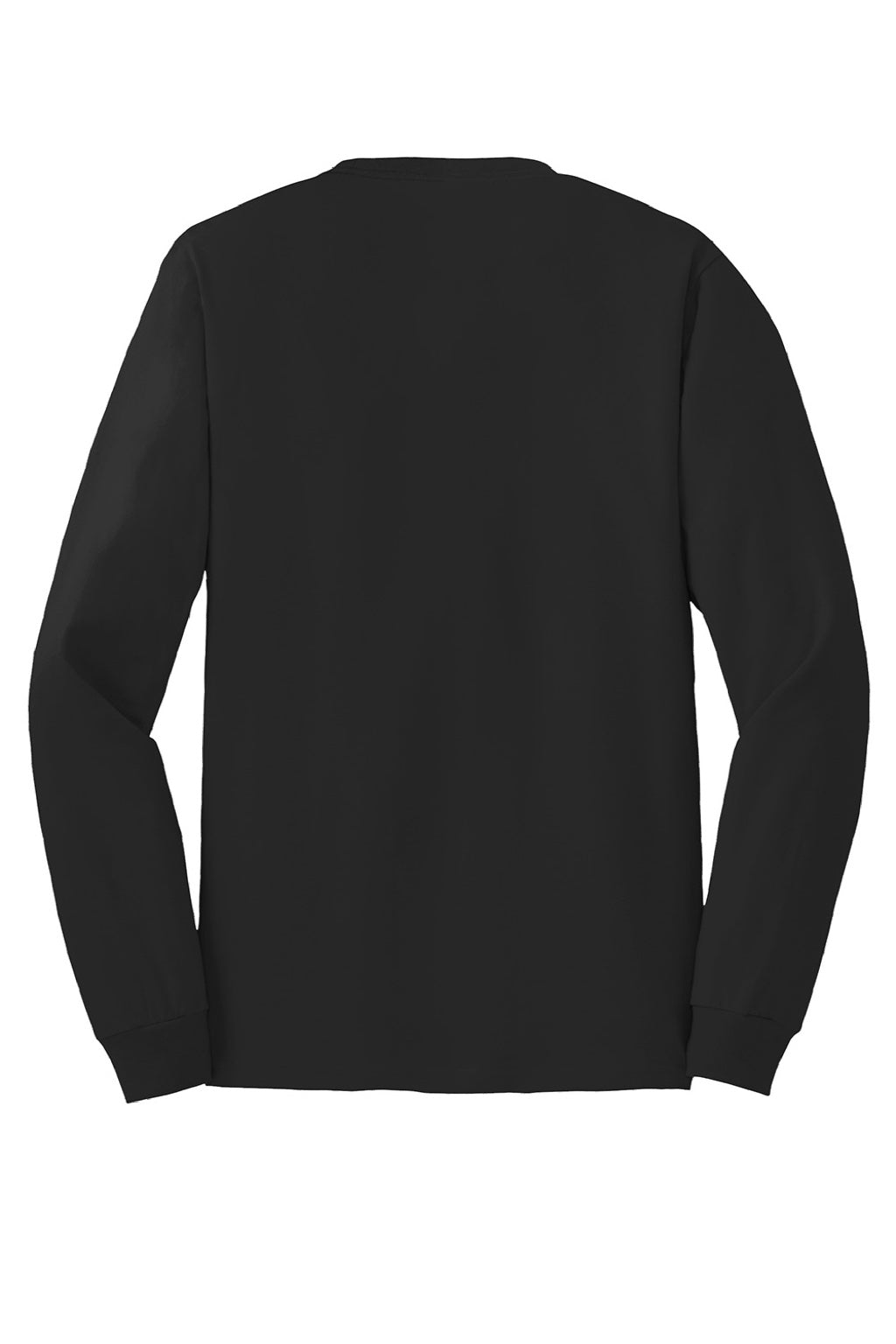 Hanes 5586 Mens Authentic Long Sleeve Crewneck T-Shirt Black Flat Back