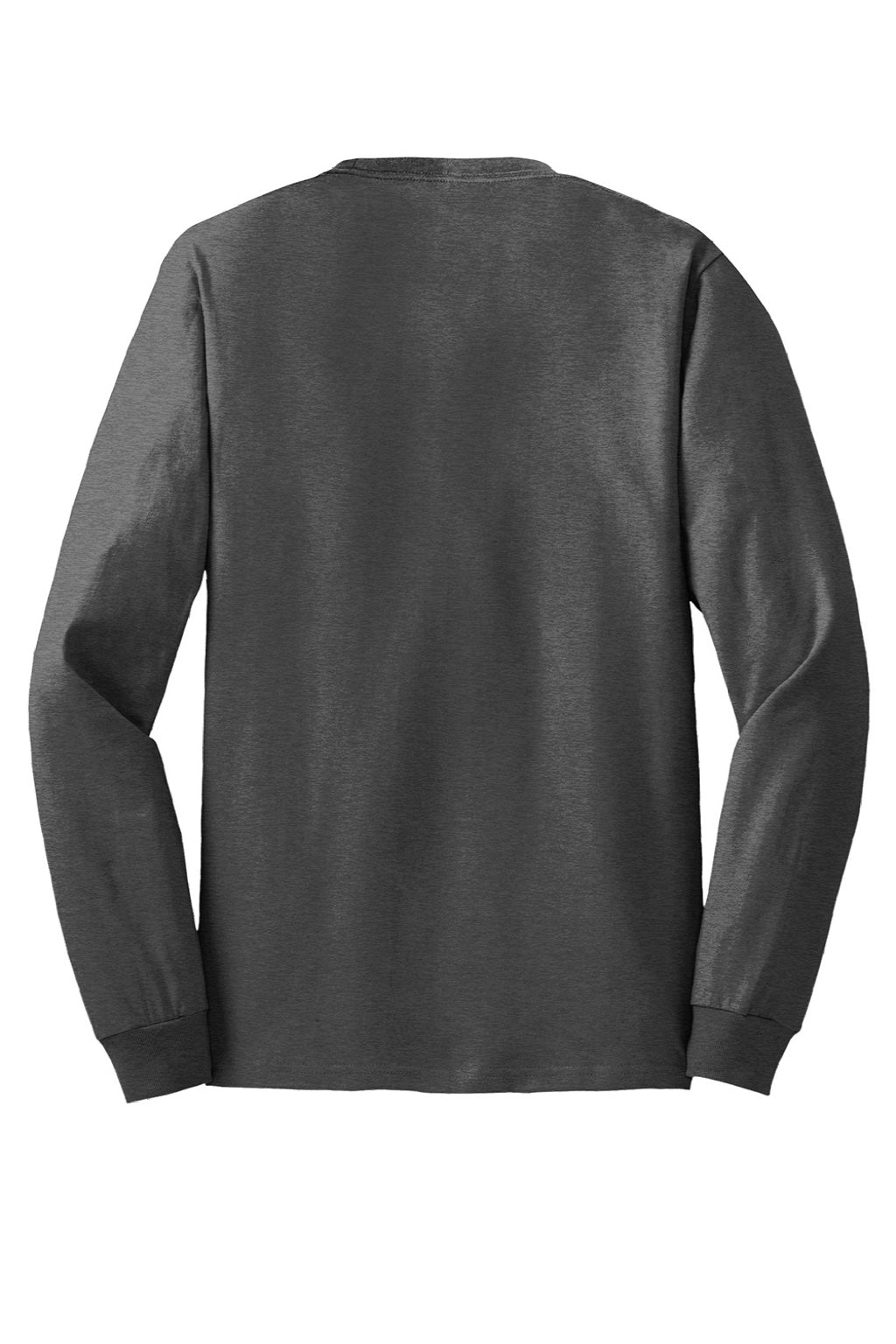 Hanes 5586 Mens Authentic Long Sleeve Crewneck T-Shirt Heather Charcoal Grey Flat Back