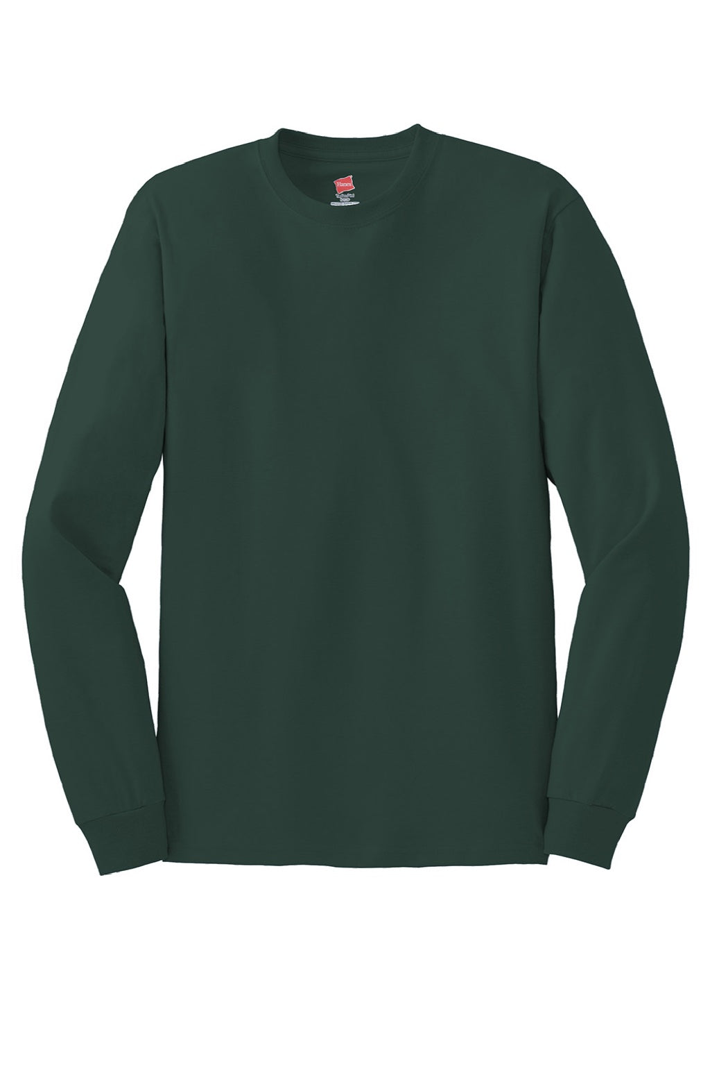 Hanes 5586 Mens Authentic Long Sleeve Crewneck T-Shirt Deep Forest Green Flat Front