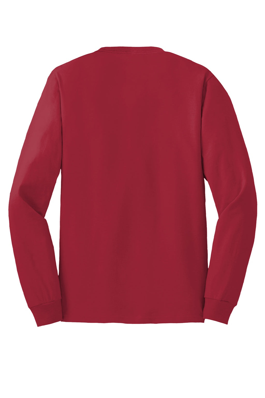 Hanes 5586 Mens Authentic Long Sleeve Crewneck T-Shirt Deep Red Flat Back