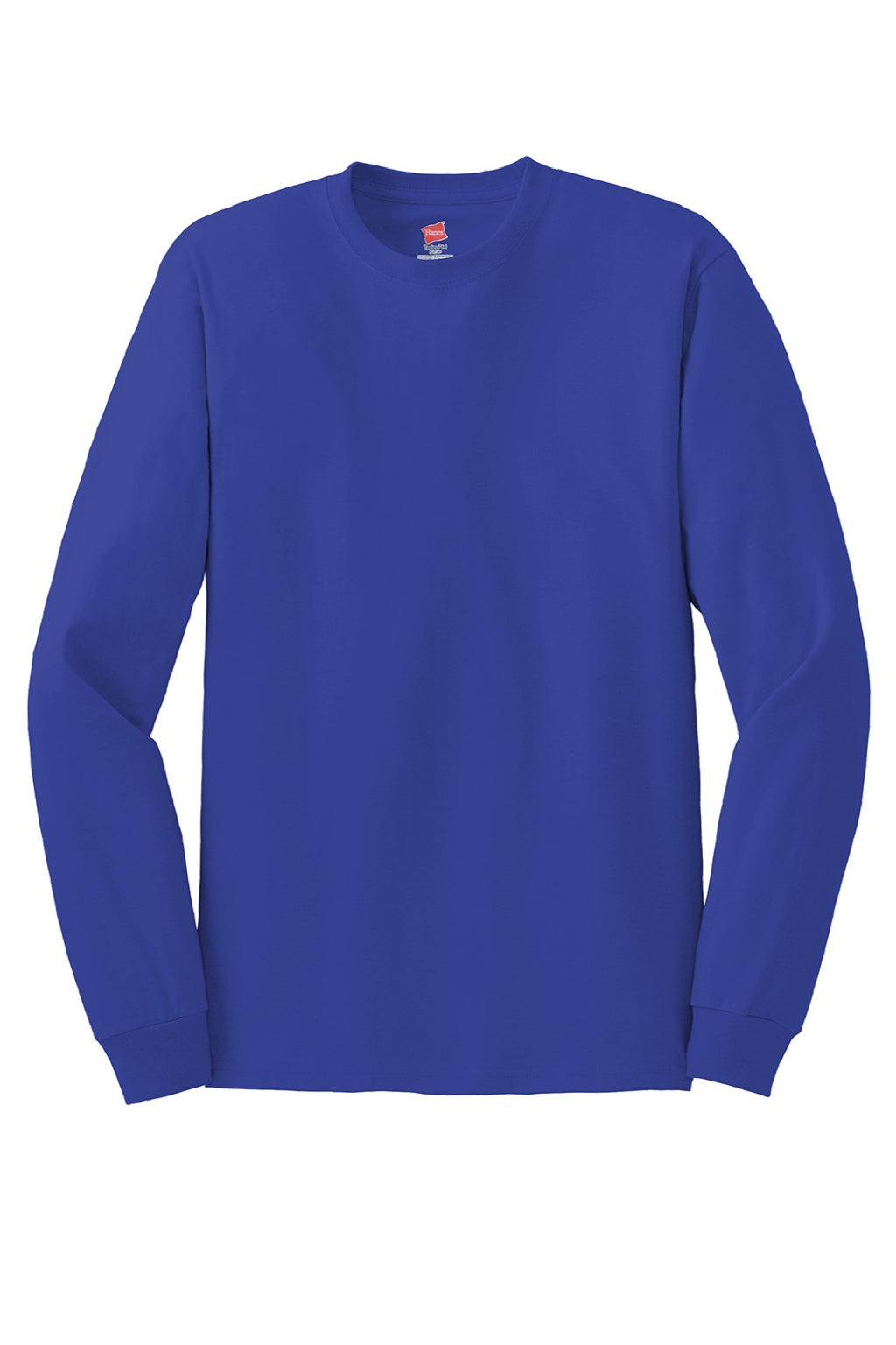 Hanes 5586 Mens Authentic Long Sleeve Crewneck T-Shirt Deep Royal Blue Flat Front