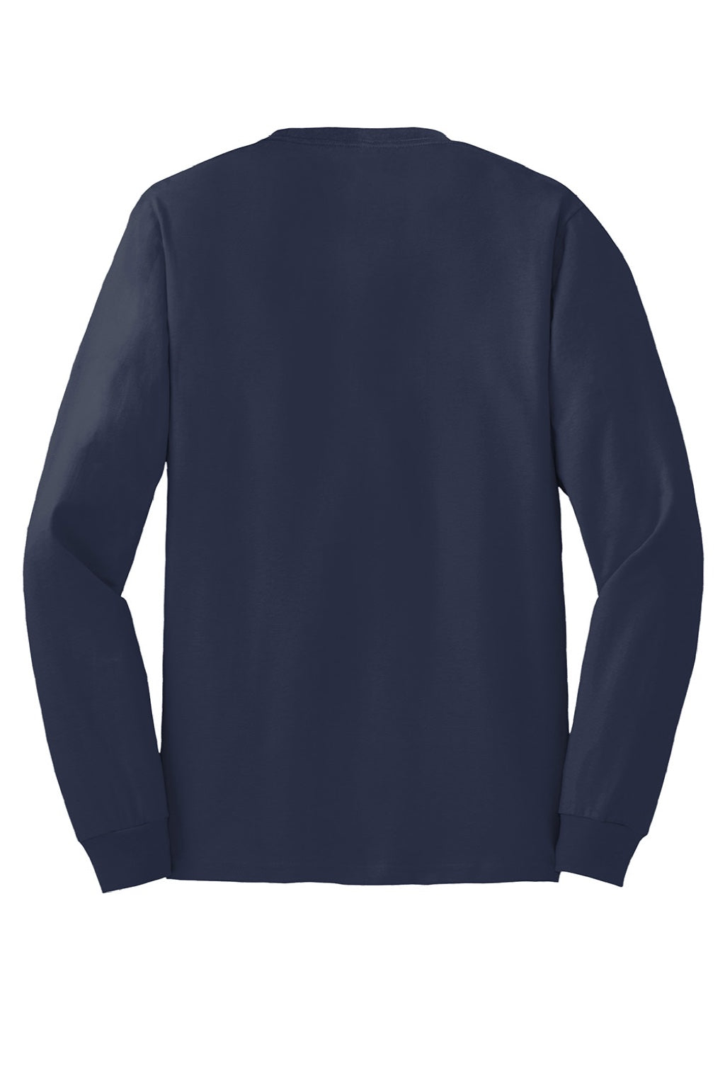 Hanes 5586 Mens Authentic Long Sleeve Crewneck T-Shirt Navy Blue Flat Back